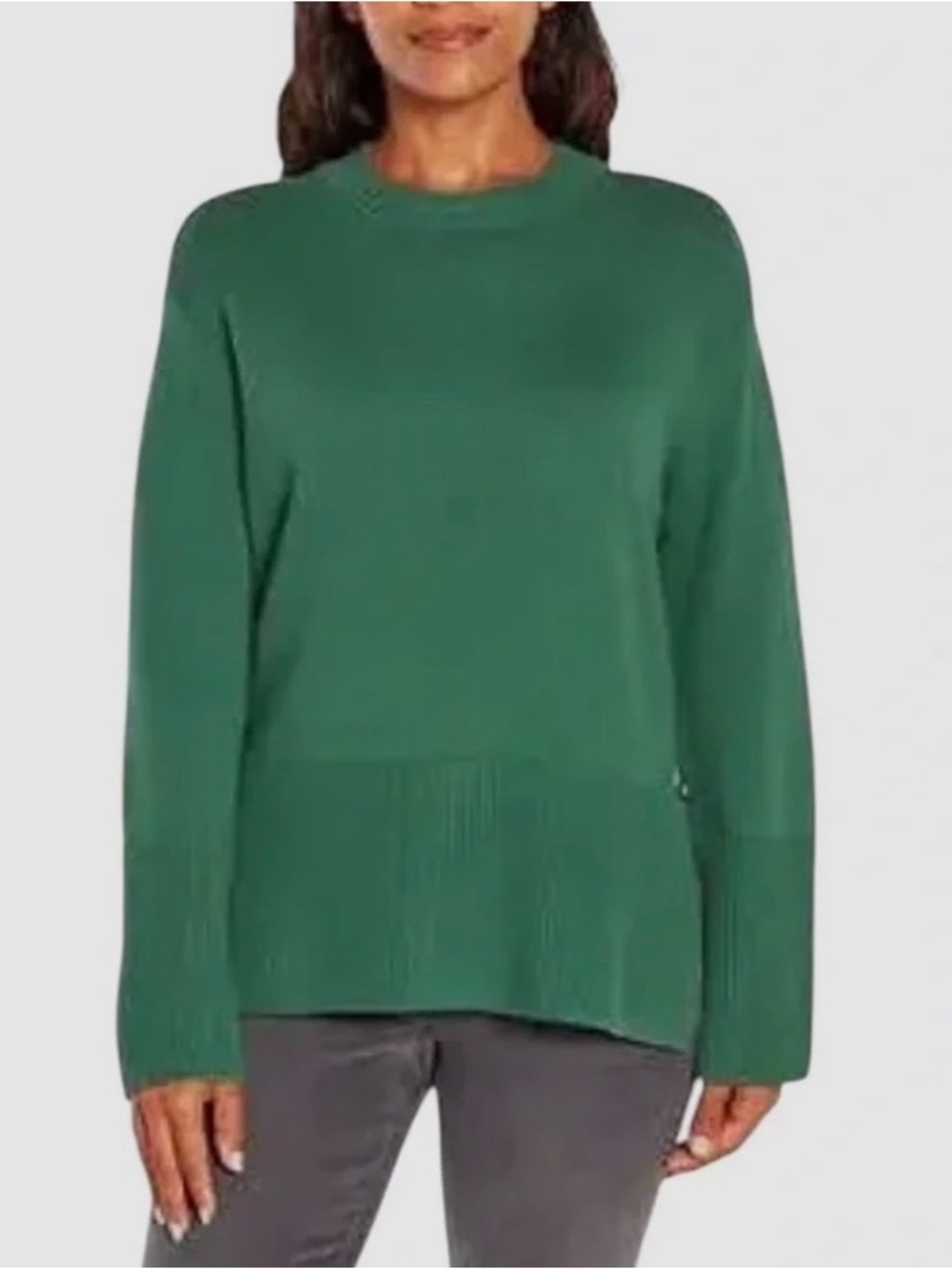 Gap 24/7 Split-Hem Crewneck Sweater size M in green